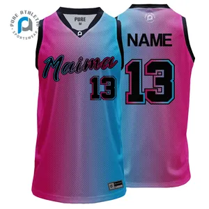 PURE Wholesale Sports Custom Color Sublimation Blank Printed Polyester Breathable Basketball Jersey Uniform For Mens Youth Adult