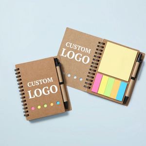 Bloc de Notas Kraft Personalizable con Logotipo Promocional, con Bolígrafo, Notas Adhesivas, Bloc de Notas Espiral, Blocs de Notas Impresos Personalizados con Bolígrafo - Product Image 5