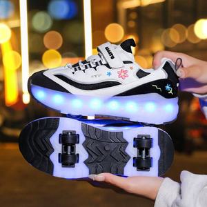 รองเท้าวิ่งเด็กคุณภาพสูงพร้อมไฟ LED ชาร์จผ่าน USB รองเท้าสเก็ตบอร์ดเด็กชายหญิงมีไฟ LED รองเท้ากีฬากลางแจ้งสำหรับเด็ก - Product Image 3