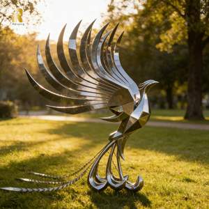 Statua <span class=keywords><strong>di</strong></span> <span class=keywords><strong>Fenice</strong></span> in Acciaio Inossidabile su Misura RELONG per Giardini e Ville - Product Image 4