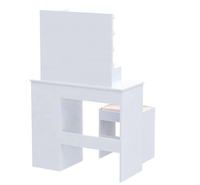 Coiffeuse en bois blanc au design moderne avec miroir lumineux à LED Ensemble de tabourets pour coiffeuse Mobilier pour enfants