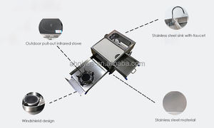 Cuisine mobile avec tiroir coulissant, cuisinière à gaz et évier pour remorque de pick-up ou <span class=keywords><strong>caravane</strong></span> - Product Image 5