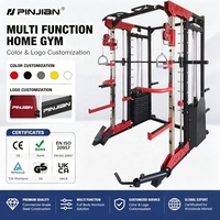 PINJIAN Appareil de musculation multifonctionnel pour la maison et le commerce : Smith Machine, Power Rack, Squat Rack, Bench Press, Équipement d'entraînement de force avec barre