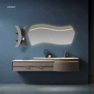 304 baja tahan karat lampu cermin LED set kamar mandi lemari Modern mewah kamar mandi dengan wastafel