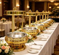 Neuer Restaurant-Speisenwärmer für Catering und Hochzeiten, 9L Chafing Dish aus Edelstahl, Goldener Hängender Buffet-Speisenwärmer für Gastronomie