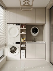 Armario de Lavandería Personalizado para Balcón con Gran Espacio de Almacenamiento para Lavadora Integrada para Casa u Hotel - Product Image 2