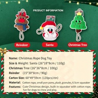 Jouet pour chien en peluche de Noël Zoyi avec corde et sonnette, durable pour la mastication et le jeu interactif, parfait comme cadeau de Noël pour les animaux de compagnie