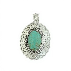 Colgante de Turquesa Kingman Hecho a Mano en Plata de Ley, Joyería Artesanal del Suroeste de Nizhoni, Regalo - Product Image 1