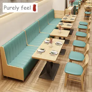 PurelyFeel-mesa y sillas de madera maciza para restaurante, sofá, bar, cafetería, combinación