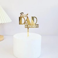 Camilla Neues Design Happy Father's Day Bester Papa der Welt Gold Schwarz Acryl Quadratischer Cake Topper für Cupcakes & Eiscreme