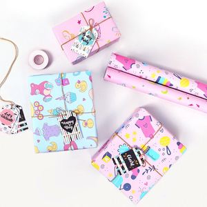 Vente en gros 80g mignon animal brillant bébé anniversaire papier rouleau de papier d'emballage - Product Image 3