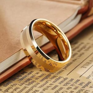 Nhà máy 18K mạ vàng <span class=keywords><strong>PVD</strong></span> chải trung tâm 8mm chải trung tâm vonfram vòng cho nam giới phụ nữ tham gia đám cưới Nhẫn - Product Image 2