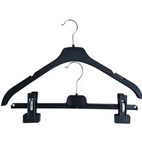 Schwarze Kunststoff-Kleiderbügel Platzsparende Bügel mit Drehbarem Haken, Robuste Bügel für Hosen, Jacken, Kleider und Mäntel