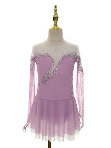 Costume de patinage artistique pour enfants à manches longues, <span class=keywords><strong>justaucorps</strong></span> de <span class=keywords><strong>gymnastique</strong></span> <span class=keywords><strong>rythmique</strong></span> <span class=keywords><strong>avec</strong></span> jupe en mousseline de polyester scintillante en spandex - Product Image 5