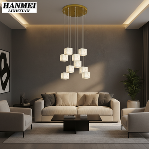 Modern Marble Square Pendant Lamp With E12 Bulb Base Warm <b>White</b> 3500K <b>Hanging</b> Home Lighting HM-PC-104 <b>Hanging</b> Chandelier Lamp HM - Product Image 5