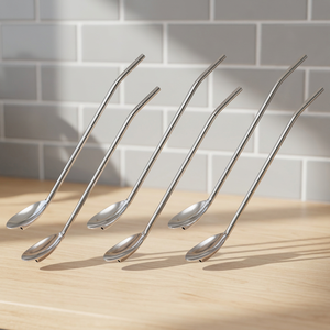 Metal <b>Drinking</b> <b>Straws</b> 4 Pack Reusable Minimalist Bar Accessories Stainless Steel Flexible Design - Product Image 3