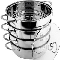 Ensemble de casseroles à induction modernes de luxe en acier inoxydable Ustensiles de cuisine en métal avec marmite à vapeur pour la cuisson