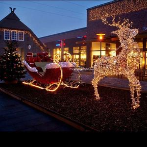 Buitenverlichting <span class=keywords><strong>LED</strong></span> Kerstman rendier slee met <span class=keywords><strong>LED</strong></span>-verlichting vliegende rendieren verlichting 3D Kerstlicht displays - Product Image 4