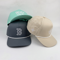 Casquette de course imperméable à séchage rapide 5 panneaux, découpée au laser, respirante, avec cordon, pour le golf, logo personnalisé, vente en gros, adultes