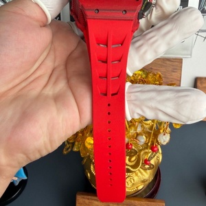 RM 11-03 Style <b>Automatic</b> Flyback Chronograph Tonneau <b>Skeleton</b> Dial Men <b>Watch</b> Red Carbon Fiber Luxury <b>Watch</b> Silicone Strap - Product Image 5