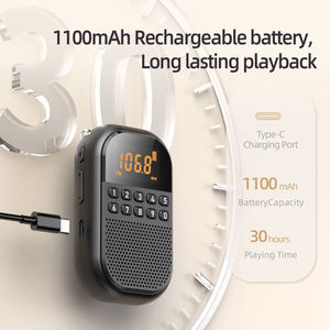 Radio AM/FM de bolsillo MI04 Mini, 1100mAh, recargable, pantalla LCD, reproductor MP3 con tarjeta TF y conector para auriculares para uso tipo Walkman - Product Image 4