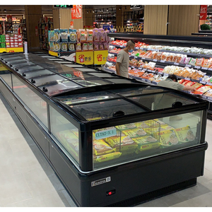 Congélateur vitrine d'îlot de supermarché à porte coulissante en verre, à température unique, en métal, à faible hauteur, pour aliments surgelés - Product Image 2