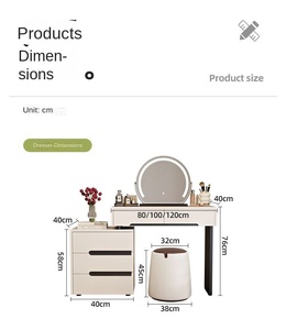 Tavoli da Trucco per <span class=keywords><strong>Ragazze</strong></span> con Specchio, Tavolo da Toeletta Moderno per Camera da Letto, Mobile da Trucco per Casa - Product Image 2