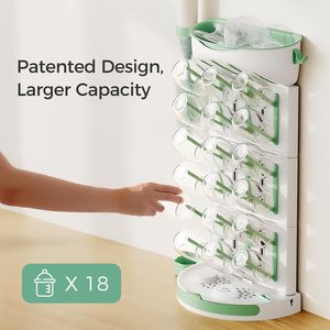 Lớn hơn chai khô <span class=keywords><strong>Rack</strong></span> cho 18 chai, Countertop dọc <span class=keywords><strong>Rack</strong></span> với bàn chải chủ, có thể tháo rời du lịch chai giá - Product Image 2