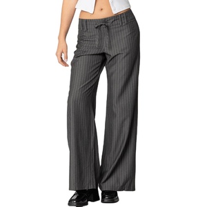 <span class=keywords><strong>Pantaloni</strong></span> da <span class=keywords><strong>Donna</strong></span> a Vita Bassa in Lana a Righe Sottili, Traspiranti, Antirughe, Stile Vintage, Alta Qualità, Personalizzabili, Vendita all'Ingrosso - Product Image 3