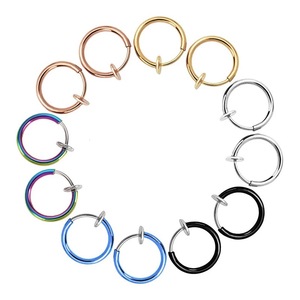 Vente en gros de boucles d'oreilles créoles à ressort non-percantes pour cartilage |   Anneaux de nez et de lèvres factices en acier inoxydable |   Multicolores et plusieurs tailles - Product Image 5