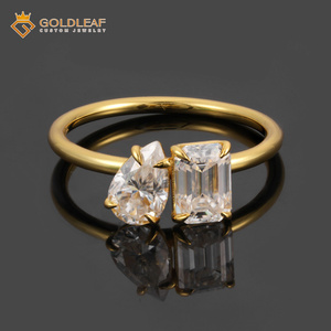 Goldleaf Custom Luxury 1/2/3 Cart D VVS1 Pear <b>Emerald</b> Cut Moissanite IGI Certified Claw Setting 14k Gold Plated Wedding <b>Ring</b> - Product Image 5