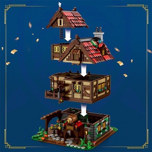 Reobrix European Century 66018 <b>Plastic</b> 40-Piece Building <b>Blocks</b> Medieval Tavern Model Educational Assembly Toy for Ages 8+ - Product Image 2