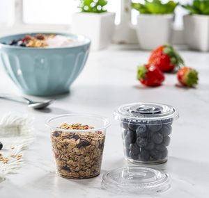 ถ้วยพลาสติกใสแบบใช้แล้วทิ้งขนาดเล็ก 5 ออนซ์ พร้อมฝาปิด 100 ชุด เส้นผ่านศูนย์กลาง 72 มม. สำหรับใส่อาหาร ซอส สไลม์ <span class=keywords><strong>ยา</strong></span> ซูเฟล่ - Product Image 2