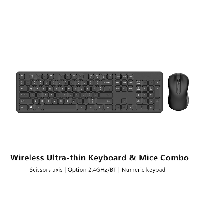 Ultra Slim Full-size 2.4G Wireless USB 104-Key Keyboard Mouse Scissors Axis Numeric Keypad Multimedia Function Keys 1600 DPI