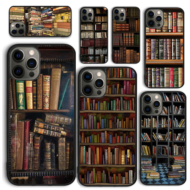 Vintage Book Library Book Shelf Phone Case for iPhone 16 15 14 12 13 mini PLUS X XS XR 11 PRO MAX Cover Fundas Shell