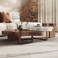 Ensemble de table basse moderne en forme de nuage, meubles en bois durables avec un design artistique irrégulier tendance pour la décoration du salon