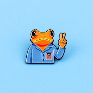 Pin Esmaltado de Rana de Puerto Rico, Rana Naranja con Bandera Puertorriqueñ<span class=keywords><strong>a</strong></span>, Pin de Solapa, Broche de Rana Coquí con Símbolo de Paz para Amantes de PR y Regalos - Product Image 6