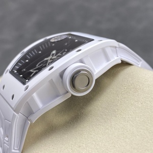 Montre mécanique sportive en fibre de carbone, mouvement squelette en céramique blanche 055 Fashion avec rotor visible - Product Image 5