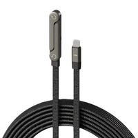 Kabel Data Pengisian Cepat 3-in-1 240W USB-A/Type-C 2.1A 6A dengan Penyangga Ponsel untuk iPhone 15/17 Tablet & Gaming
