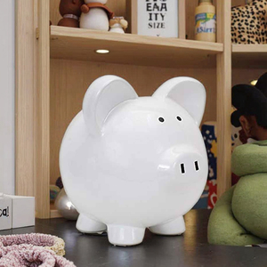 Gốm Lớn con heo đất màu trắng Ngân hàng thanh lịch tiền hộp để lưu trữ tiết kiệm - Product Image 4