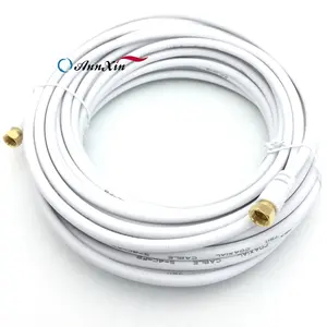 15M Long White 75ohm F Male Connector RG59 Straight Jumper Coaxial Cable For CCTV Antenna