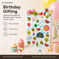 Tas Hadiah Cetak Kustom Berkualitas Tinggi Warna Pastel Mint Lucu, Tas Pembawa Konfeti untuk Pesta Ulang Tahun