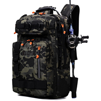 Bolsa de Pesca, Mochila para Aparejos con Soporte para Cañas, Gran Espacio de Almacenamiento, Ideal para Pesca con Mosca, Viajes al Aire Libre y Camping