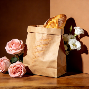 Sacs à pain en <span class=keywords><strong>papier</strong></span> kraft brun personnalisés en gros, en stock, recyclables, avec fenêtre transparente, design à bordure ondulée, résistants à la graisse pour toasts/gâteaux - Product Image 4
