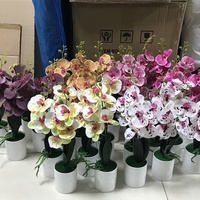 Petites plantes en pot de 37 cm, fleurs d'orchidées Phalaenopsis, Phalaenopsis artificiel en bonsaï
