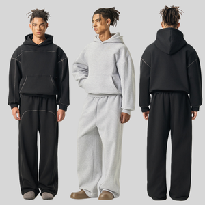 Set Personalizzato di Felpa Oversize e <span class=keywords><strong>Pantaloni</strong></span> <span class=keywords><strong>Tuta</strong></span>, Nuovo Stile Traspirante, Abbigliamento Casual Streetwear, <span class=keywords><strong>Tuta</strong></span> Pesante con Cappuccio per <span class=keywords><strong>Uomo</strong></span> - Product Image 1