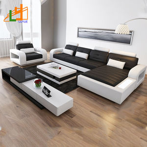 2019 الطراز الحديث <span class=keywords><strong>I</strong></span> شكل الزاوية جلد طبيعي الأريكة الأثاث غرفة المعيشة الفاخرة طقم أريكة مكتبية - Product Image 6