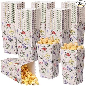 Boîtes <span class=keywords><strong>à</strong></span> <span class=keywords><strong>Popcorn</strong></span> Florales en Forme de Seau <span class=keywords><strong>à</strong></span> Motifs de Fleurs Sauvages, Contenants Jetables en Papier pour Bonbons et Snacks, Idéales pour Soirées Cinéma et Fêtes - Product Image 2