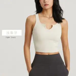 Bra Yoga lulu, Bra yoga FPS kekuatan sedang lulu, pakaian dalam olahraga wanita 2023, rompi Yoga lulu, leher V kecil, baru