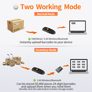Lecteur de codes-barres portable sans fil 2D GTCODESTAR, lecteur de codes QR USB, mini lecteur de codes-barres pour l'inventaire - Product Image 6